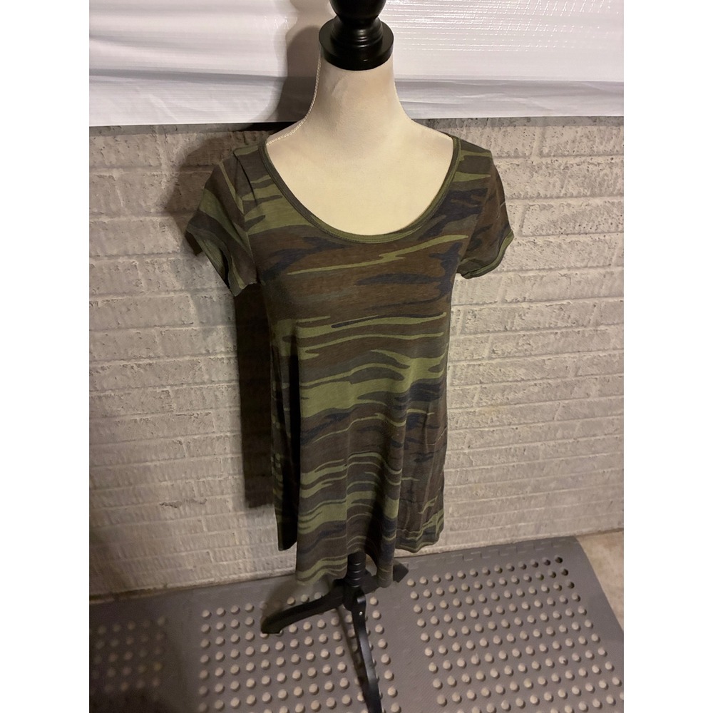 Z Supply Womens Camo T-Shirt Dress Green‎ Camouflage Scoop Neck Mini XS